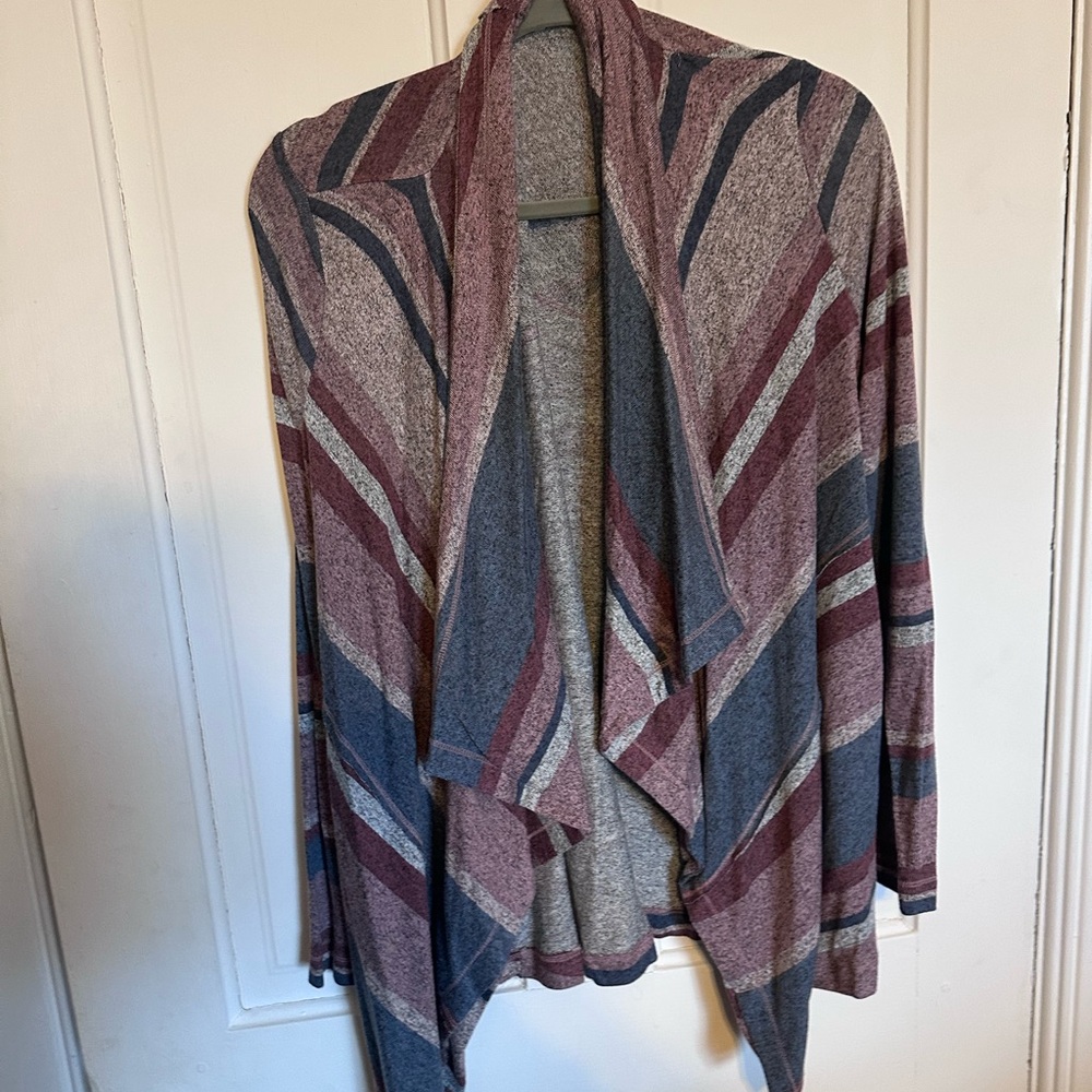 Maurices Burgundy and Blue Striped Cardigan
